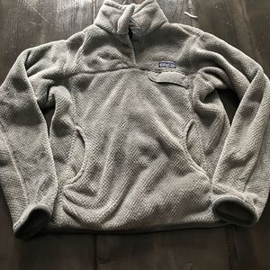 Patagonia gray button up fleece pull over sweater